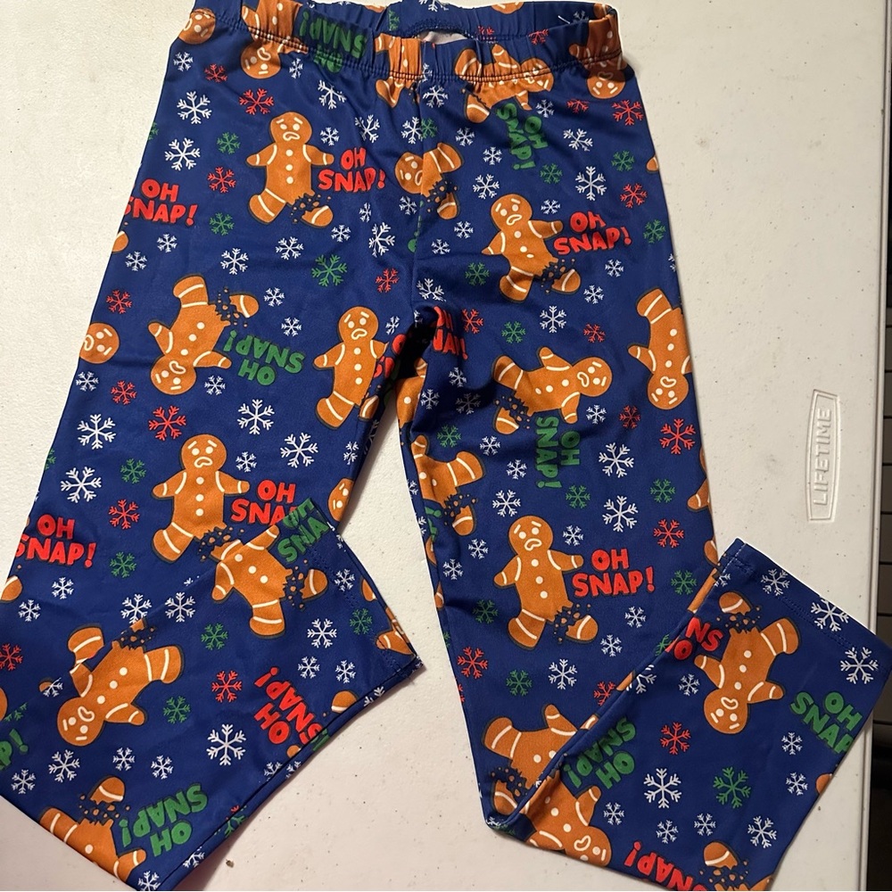 Girls Christmas gingerbread leggings size 7-8
